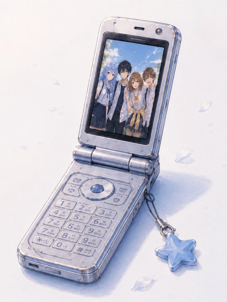 Group Photo Inside Retro Flip Phone - AI image template preview