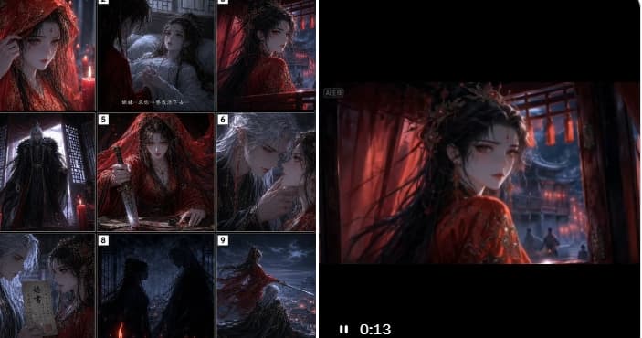 Dark Fantasy Storyboard and Video Preview - AI image template preview