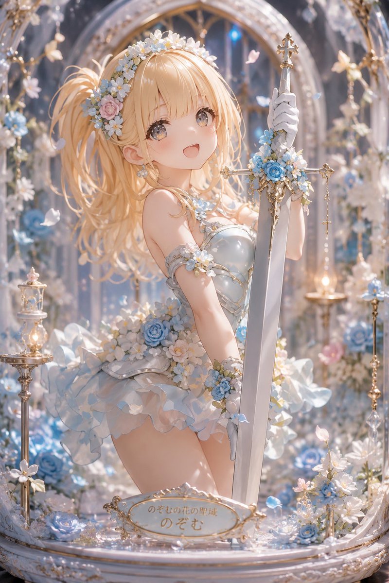 Floral Aqua Dome Anime Knight - AI image template preview