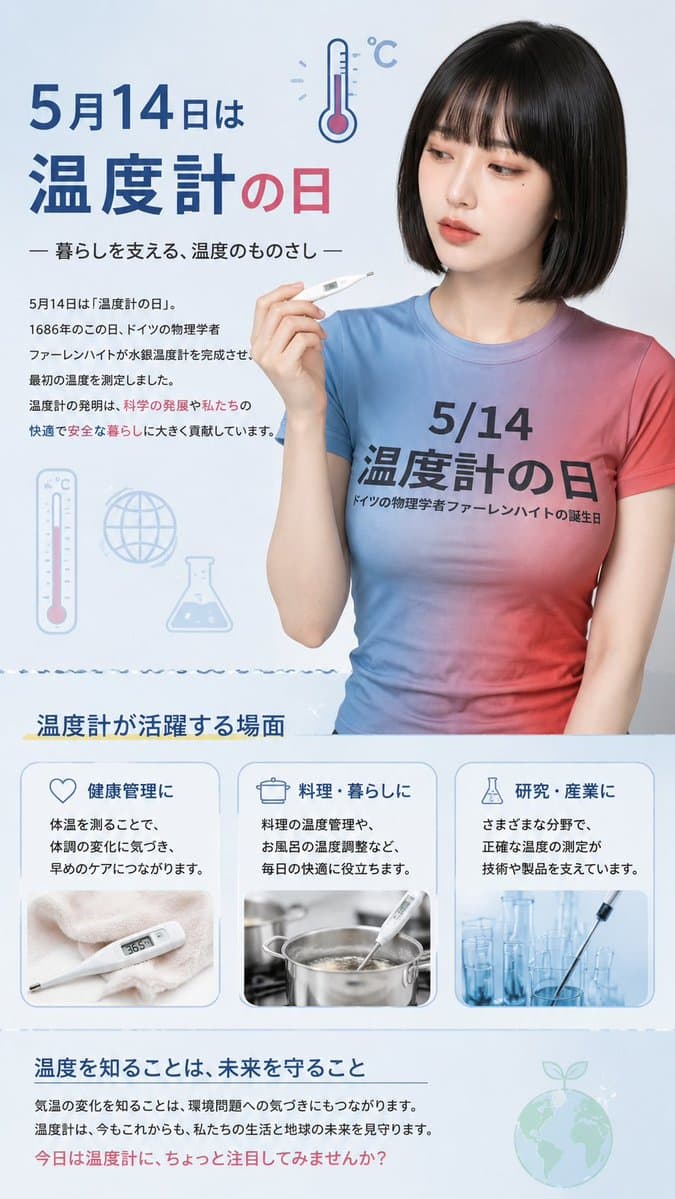 Japanese Thermometer Day Poster - AI image template preview