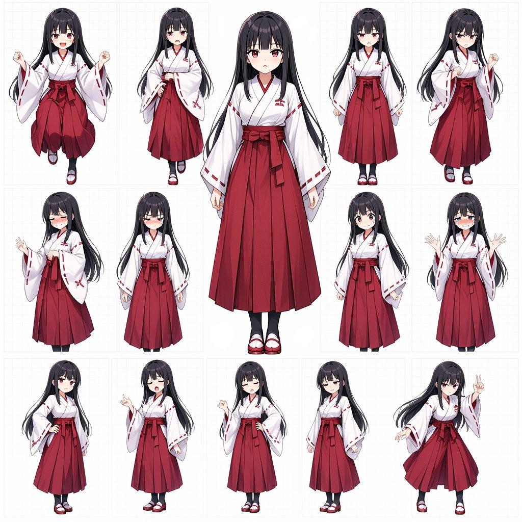 Anime Shrine Maiden Character Sheet - AI image template preview
