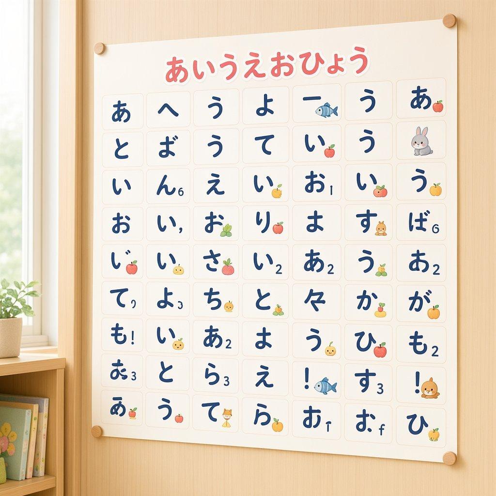 Cute Hiragana Chart Poster - AI image template preview