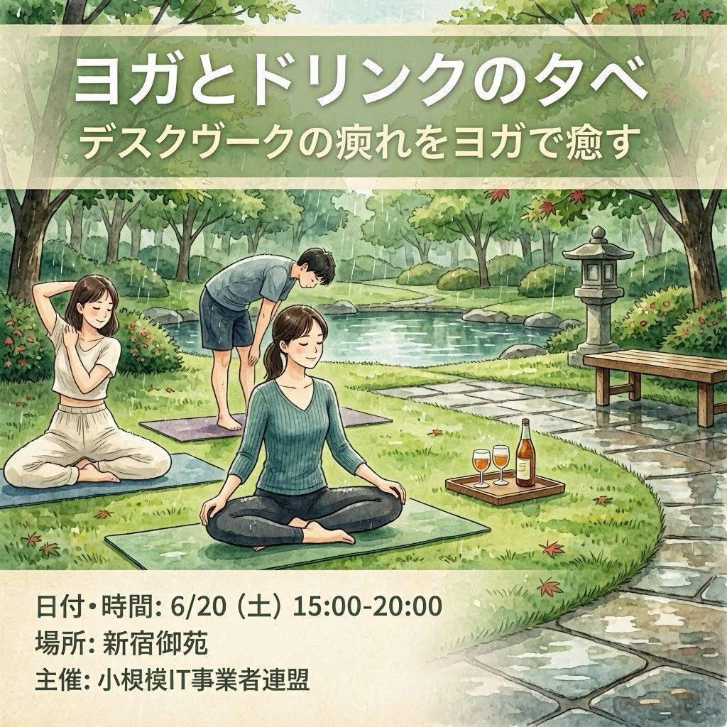 Japanese Yoga and Drinks Event Flyer - AI image template preview