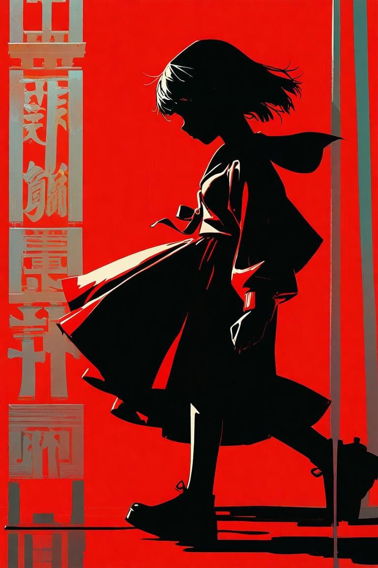 Red Anime Silhouette Poster - AI image template preview