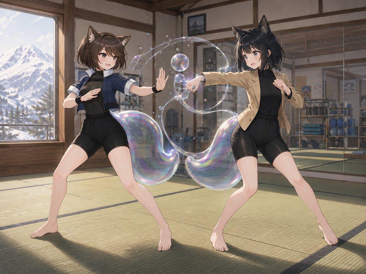 Fox-Eared Dojo Sparring Scene - AI image template preview