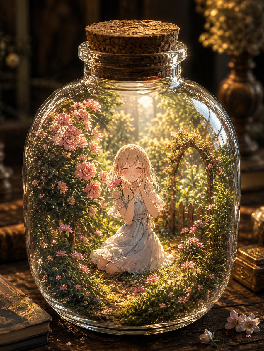 Fantasy Garden in a Glass Bottle - AI image template preview