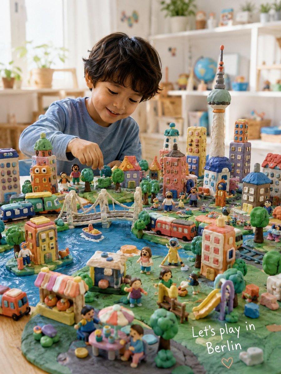 Handmade Play-Doh City Scene - AI image template preview