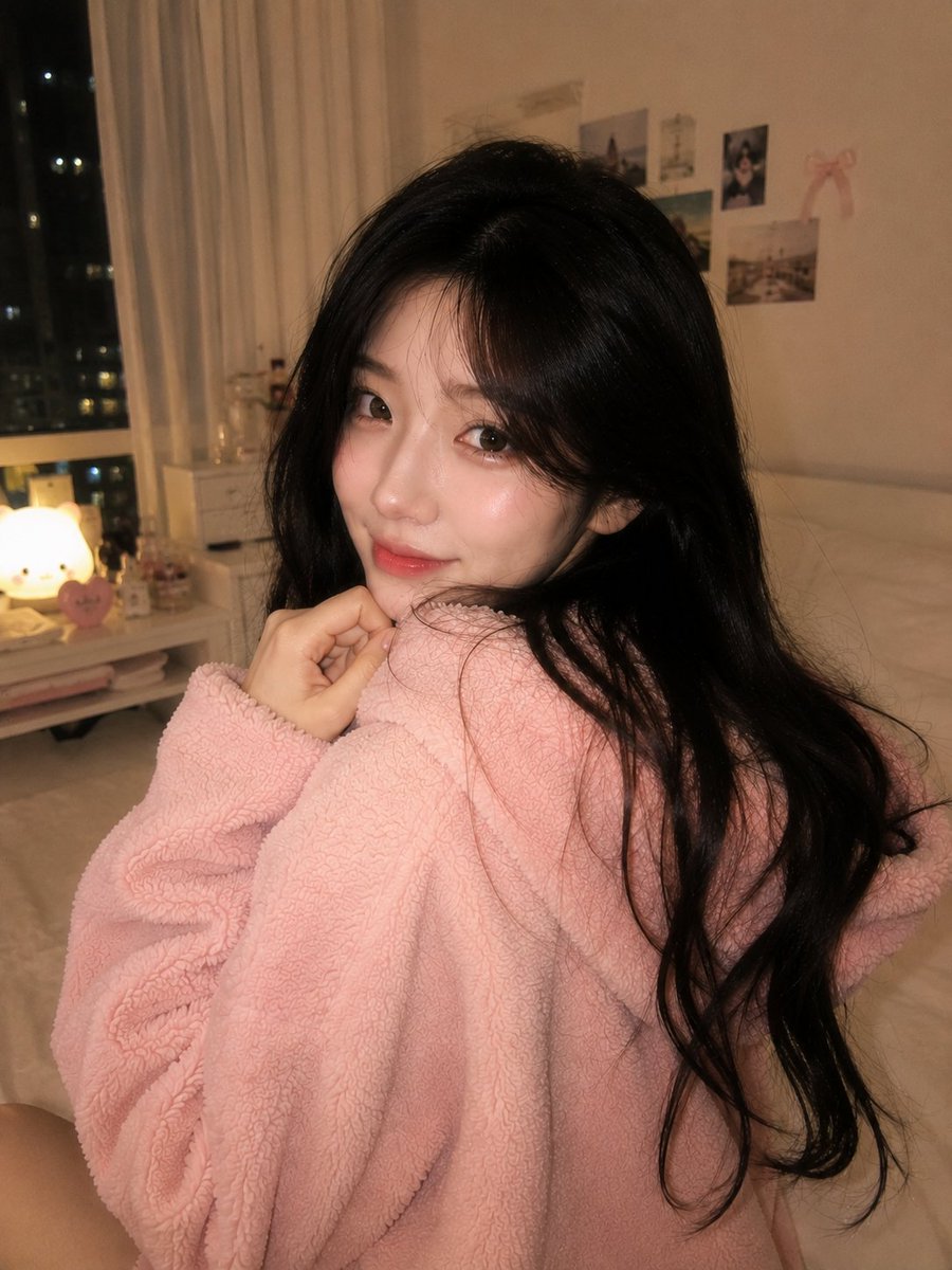 Cozy Late-Night Korean Bedroom - AI image template preview