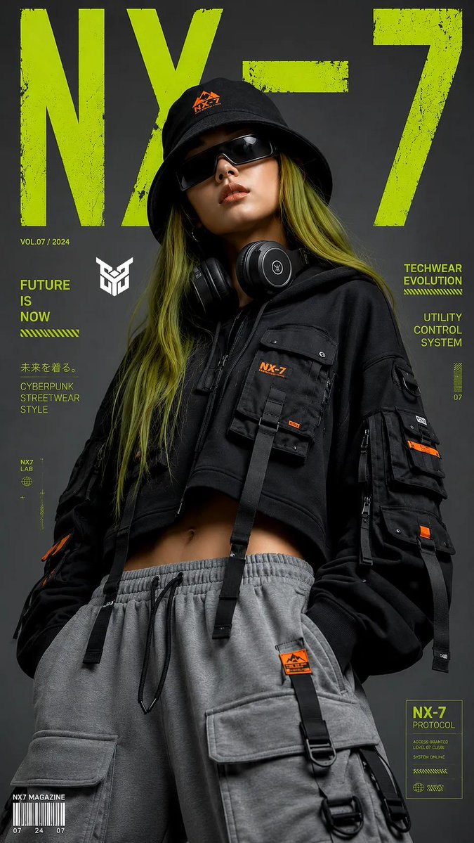 Techwear Tech High-Fashion Editorial - AI image template preview