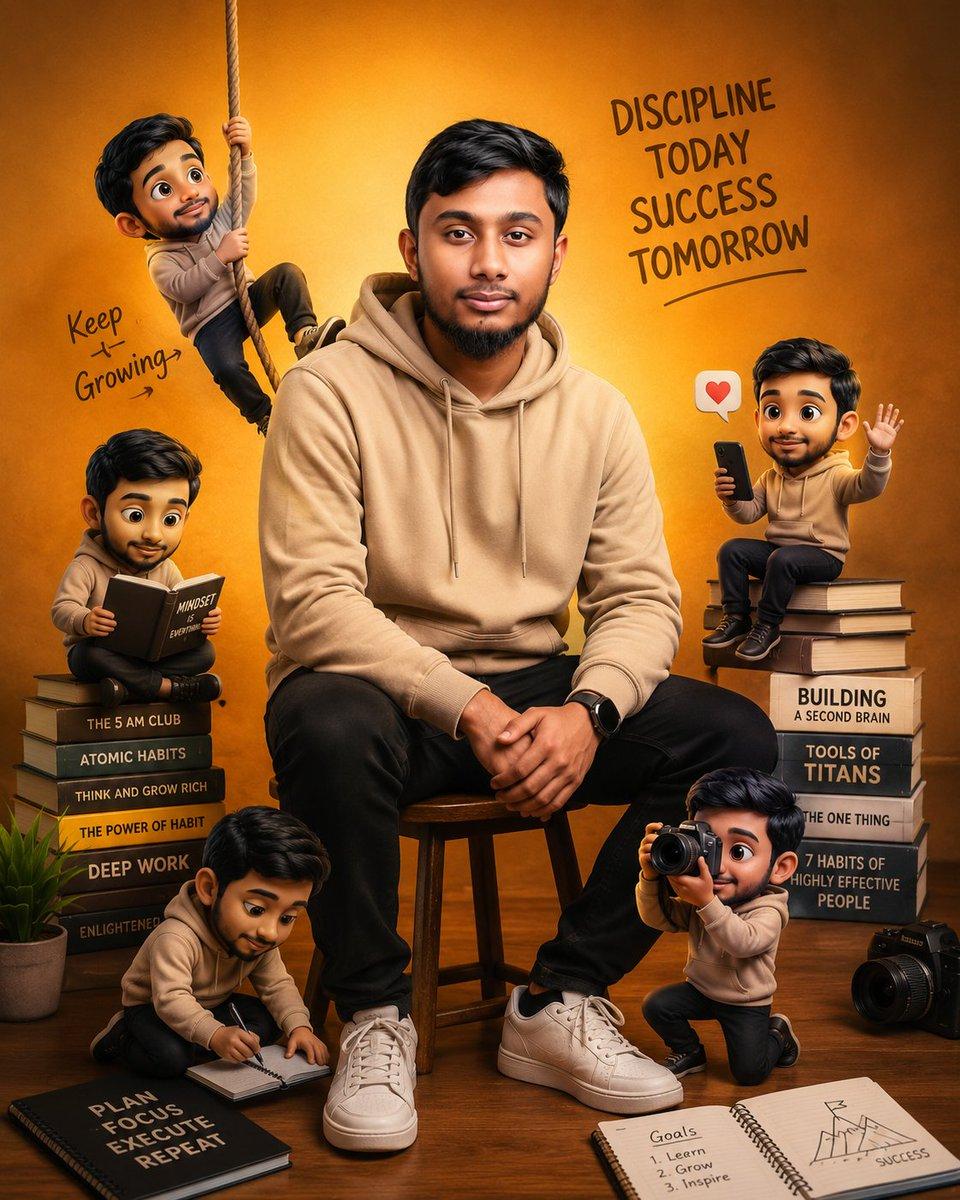 Motivational Character Poster with Mini Clones - AI image template preview