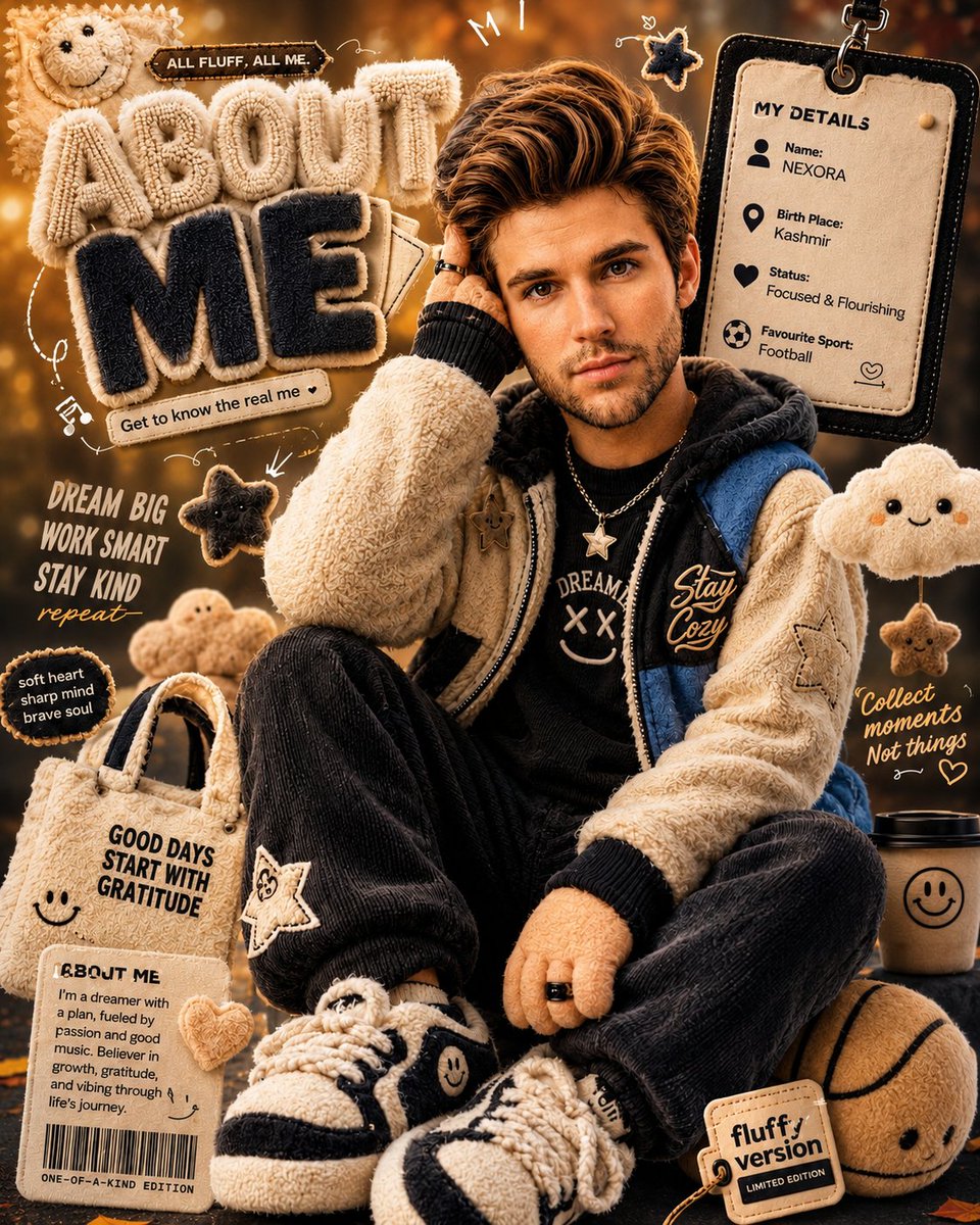 3D Fluffy Toy About Me Poster - AI image template preview