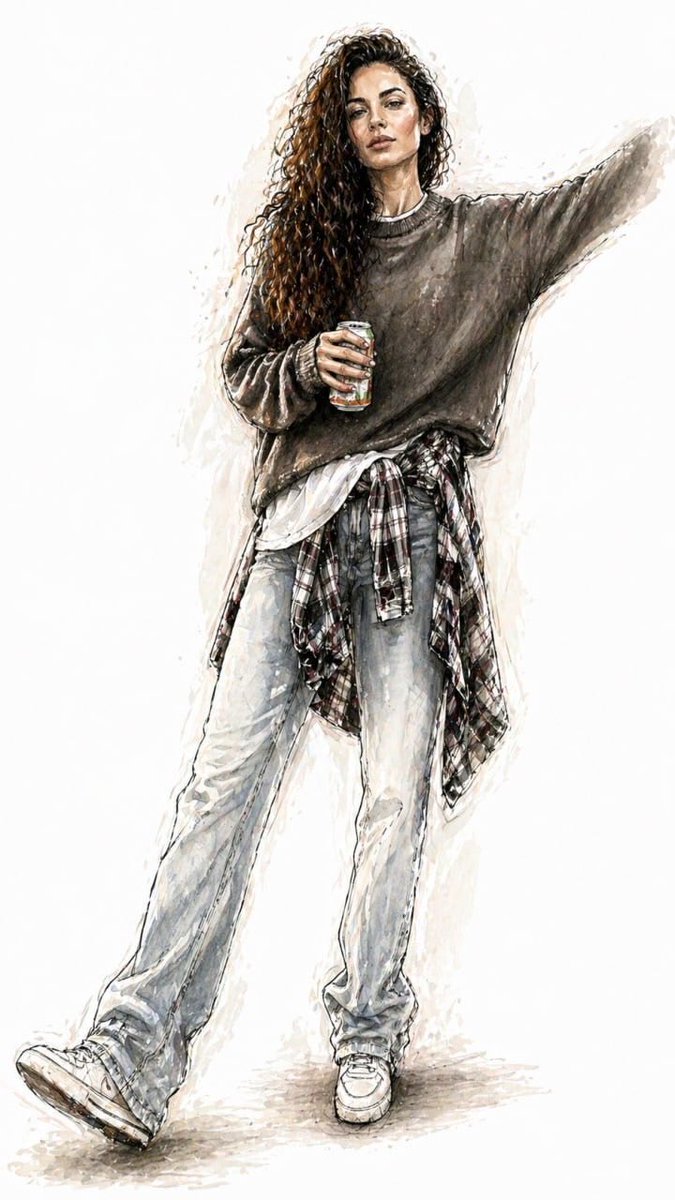 Watercolor Fashion Illustration Sketch - AI image template preview