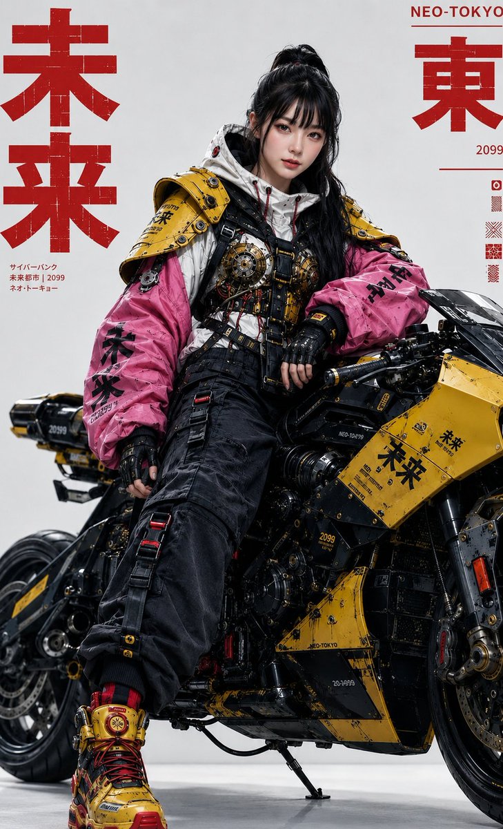 Cyberpunk Fashion Editorial Portrait - AI image template preview