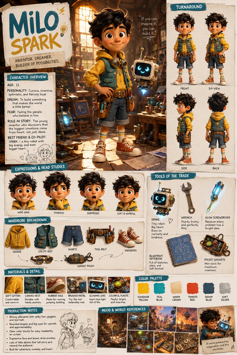 Cinematic Character Design Board - AI image template preview