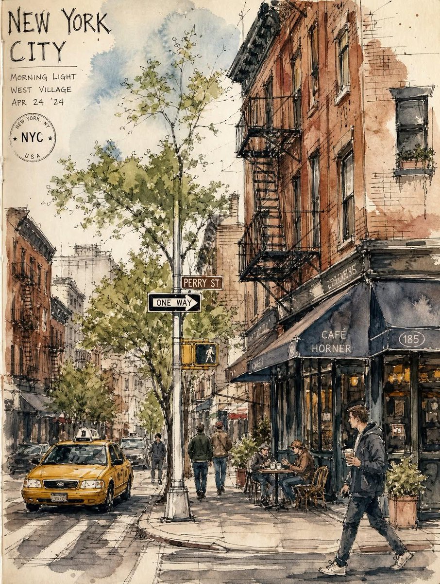 Vintage European Travel Sketchbook - AI image template preview