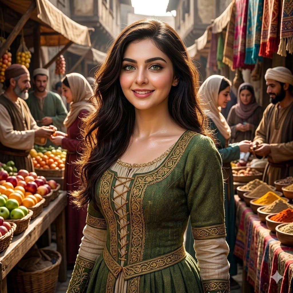 Medieval Market Girl Portrait - AI image template preview