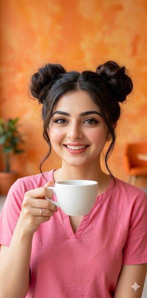 Woman with Coffee Portrait - AI image template preview