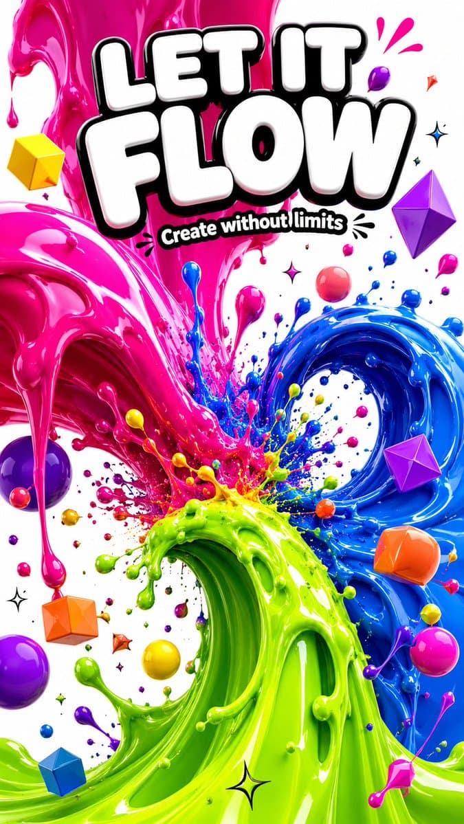 3D Abstract Liquid Art Poster - AI image template preview
