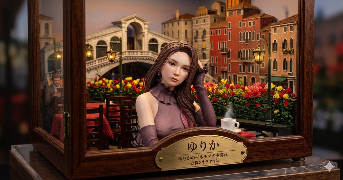 Venice Café Diorama Display - AI image template preview