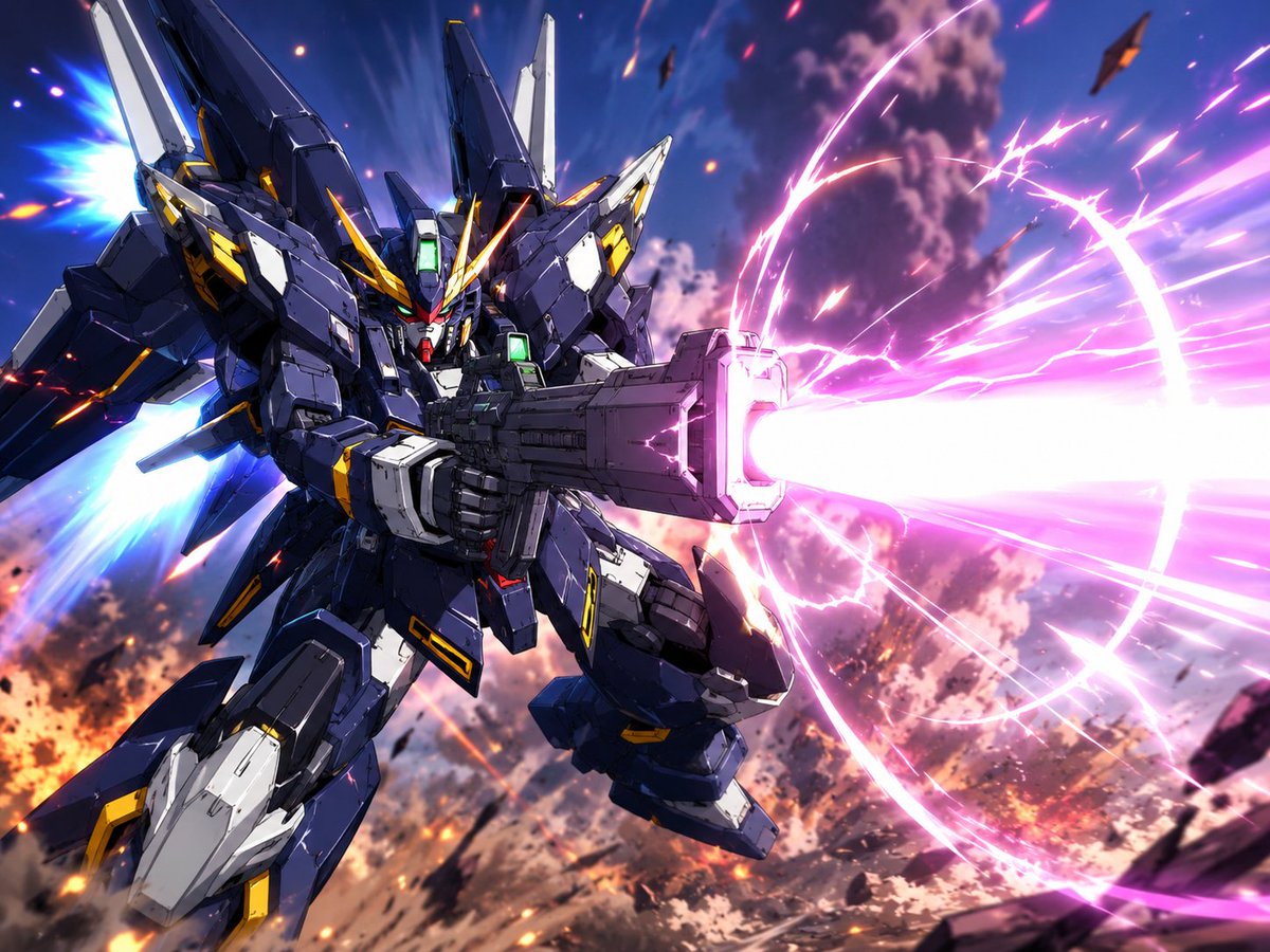 Winged Mecha Beam Cannon Battle - AI image template preview