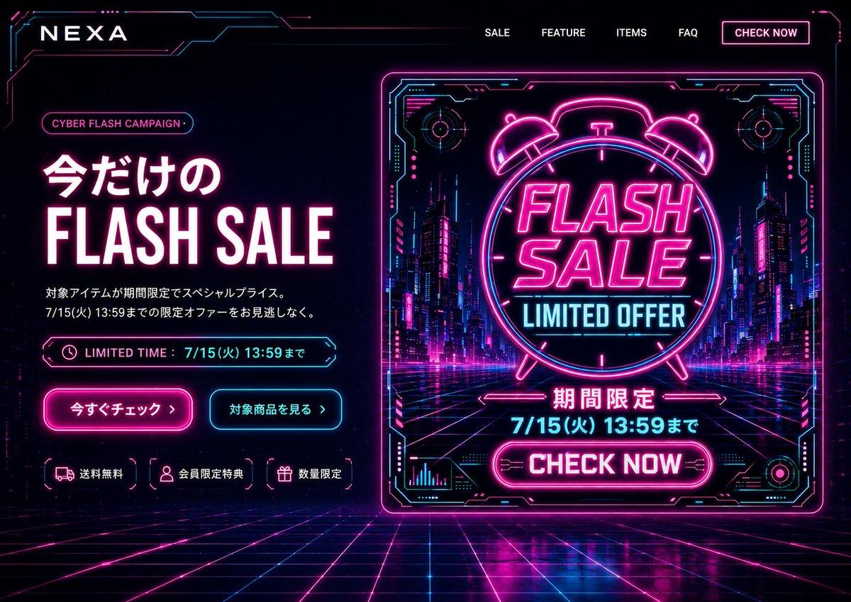 Cyberpunk Flash Sale Landing Hero - AI image template preview