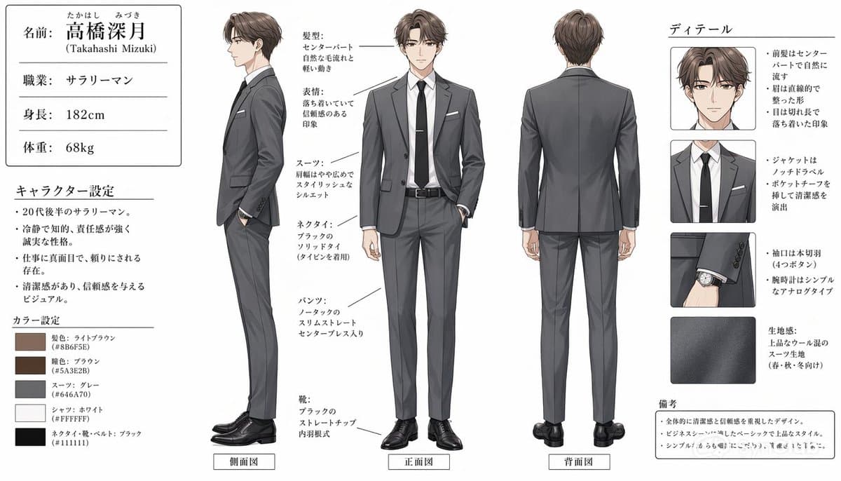 Japanese Salaryman Character Sheet - AI image template preview