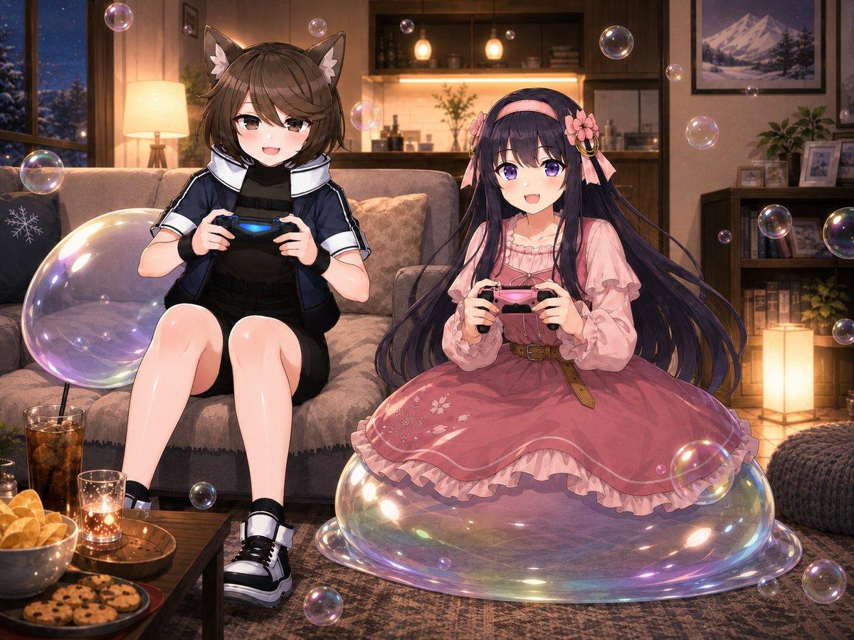 Anime Condo Duo Gaming Scene - AI image template preview