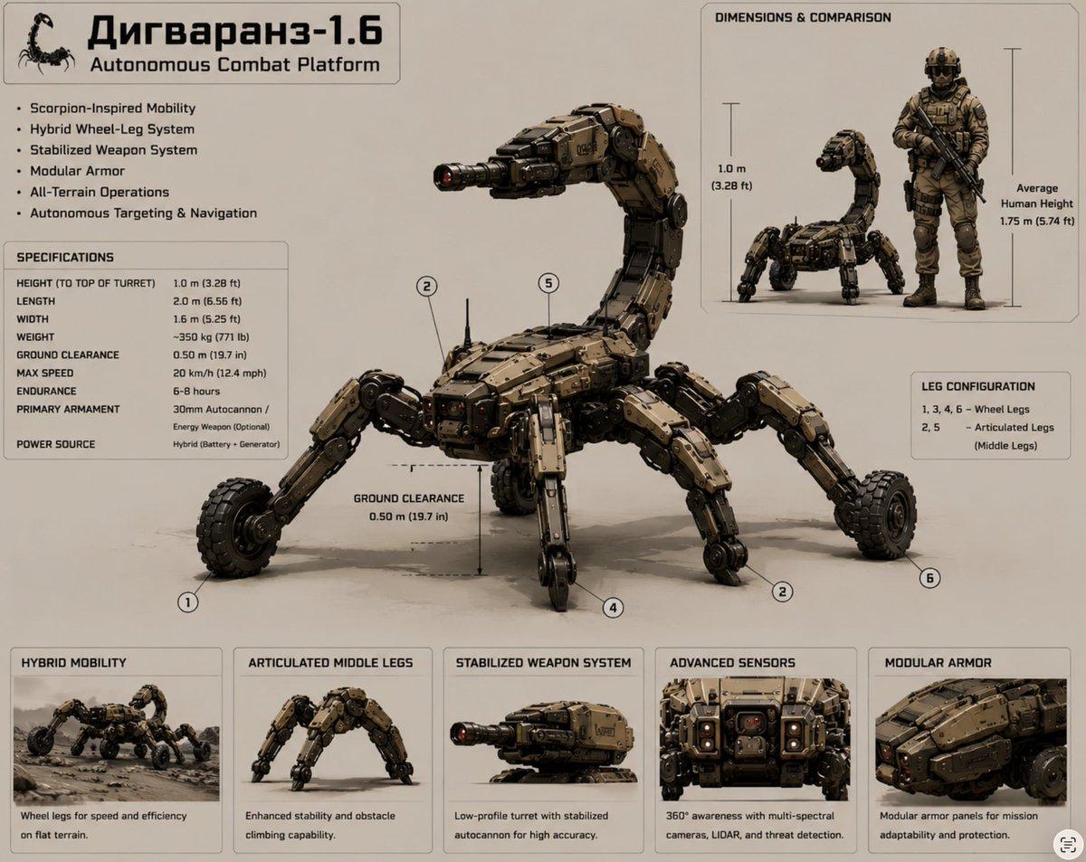 Scorpion Combat Robot Spec Sheet - AI image template preview