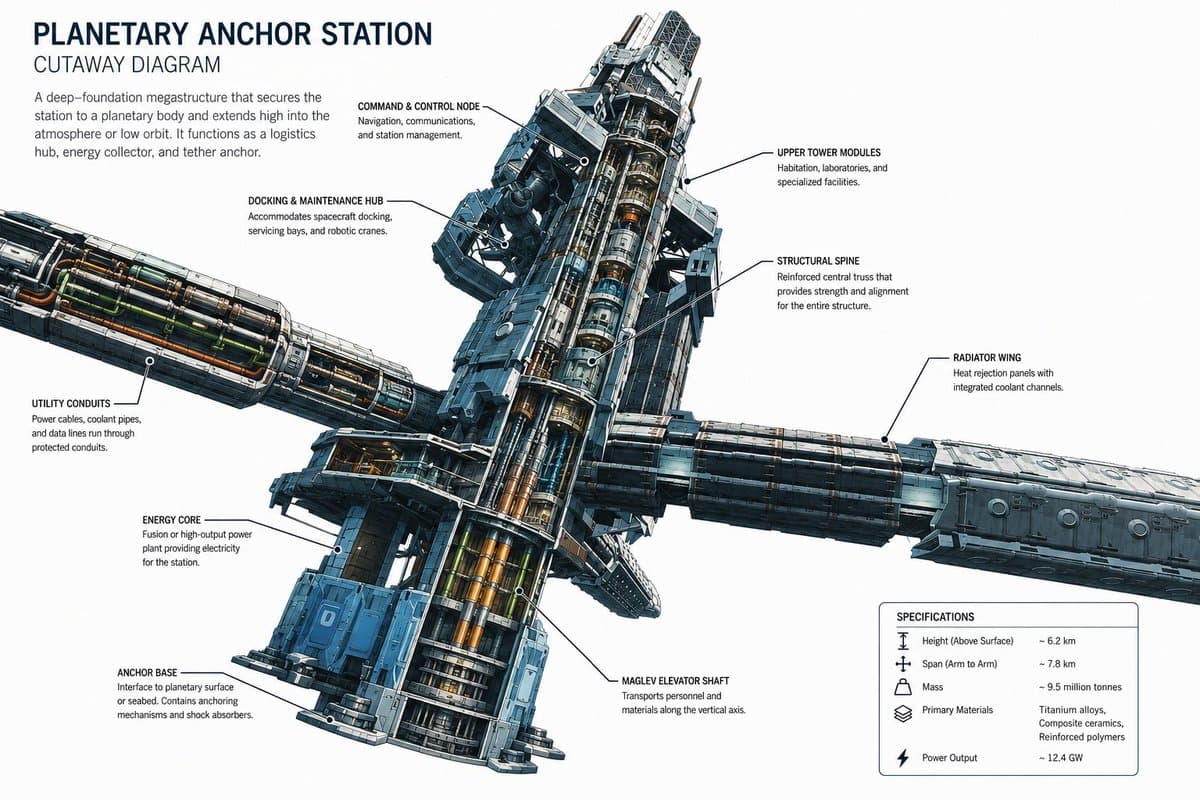 Planetary Anchor Station Cutaway - AI image template preview