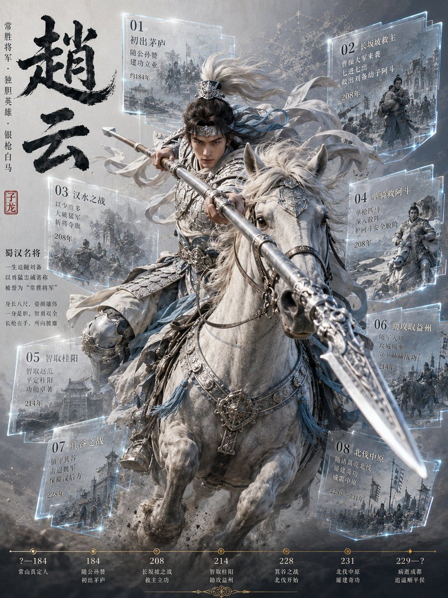 Zhao Yun Cavalry Infographic Poster - AI image template preview
