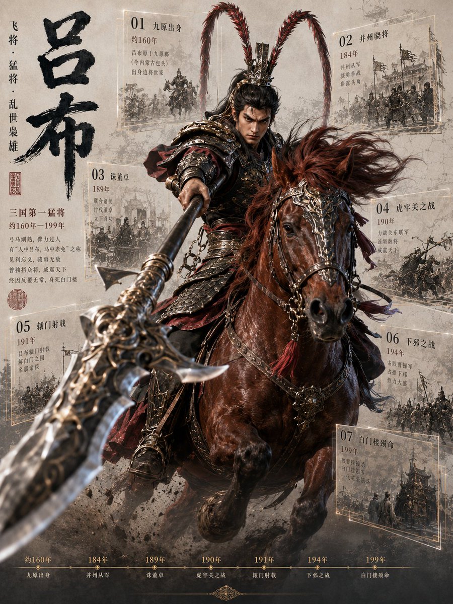Lü Bu Historical Warrior Poster - AI image template preview