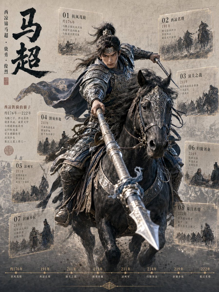 Ma Chao Historical Cavalry Timeline Poster - AI image template preview