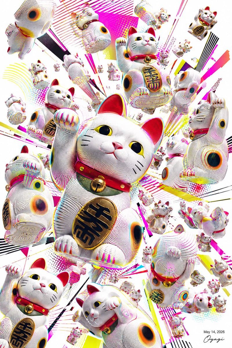 Pop Art Maneki-Neko Explosion - AI image template preview