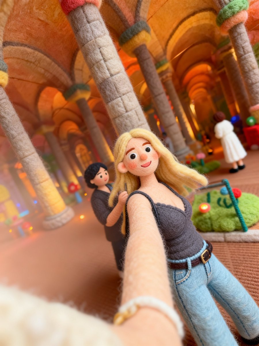 Needle-Felt Selfie Diorama - AI image template preview