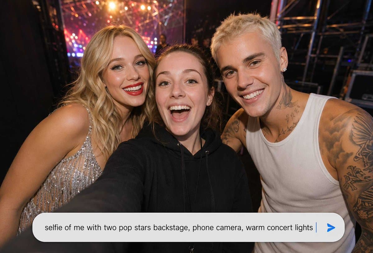 Backstage Pop Star Selfie - AI image template preview