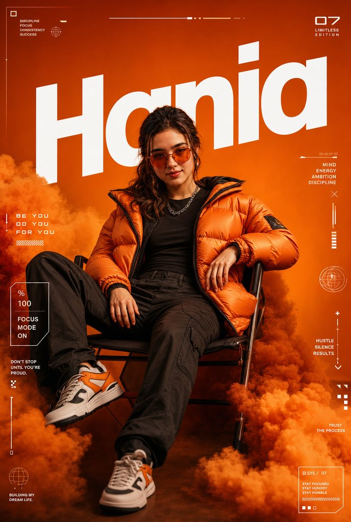 Orange Smoke Streetwear Poster - AI image template preview