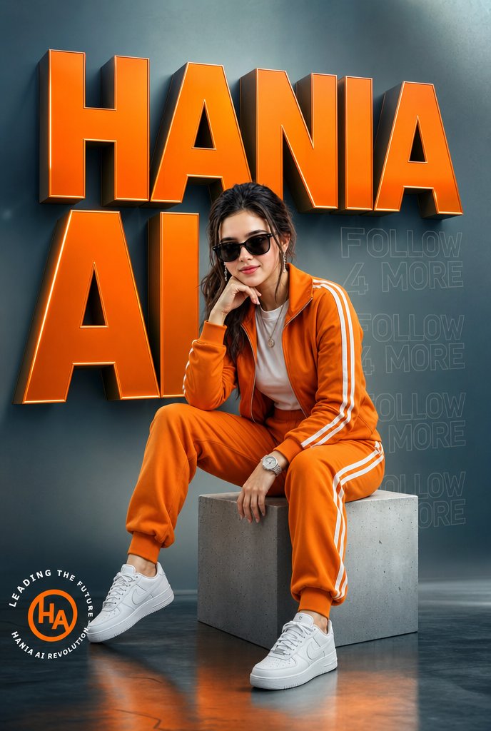 Orange Tracksuit Studio Poster - AI image template preview