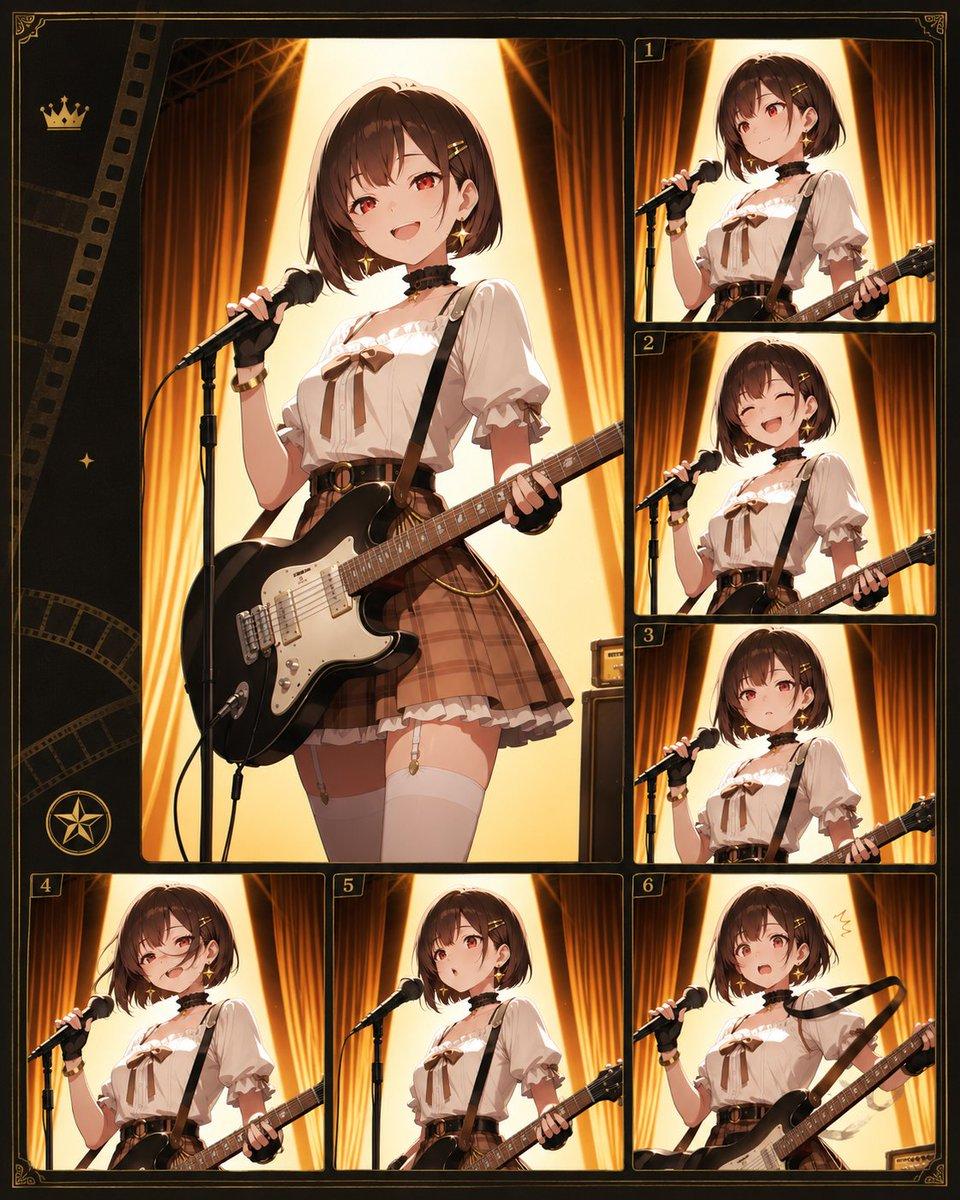 Anime Idol Guitarist Contact Sheet - AI image template preview