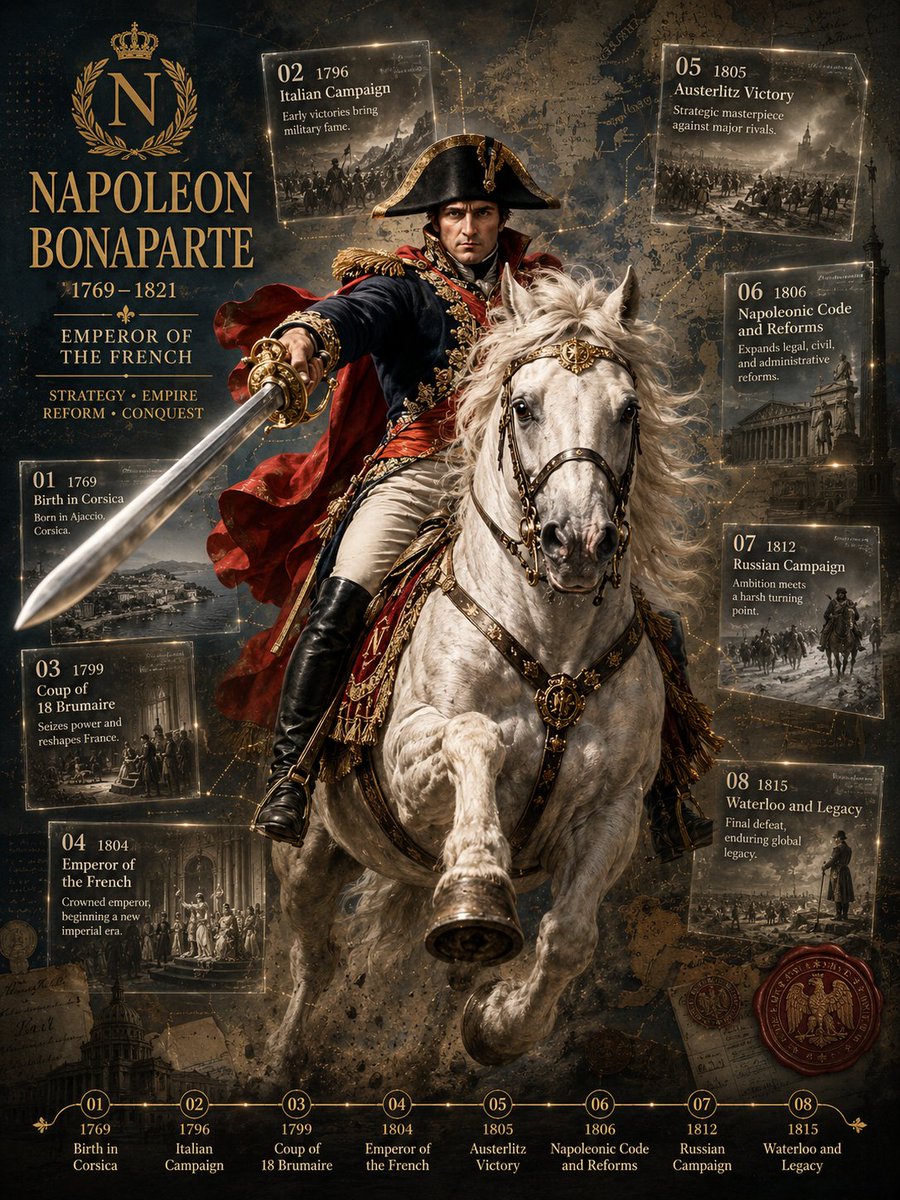 Napoleon Historical Timeline Poster - AI image template preview