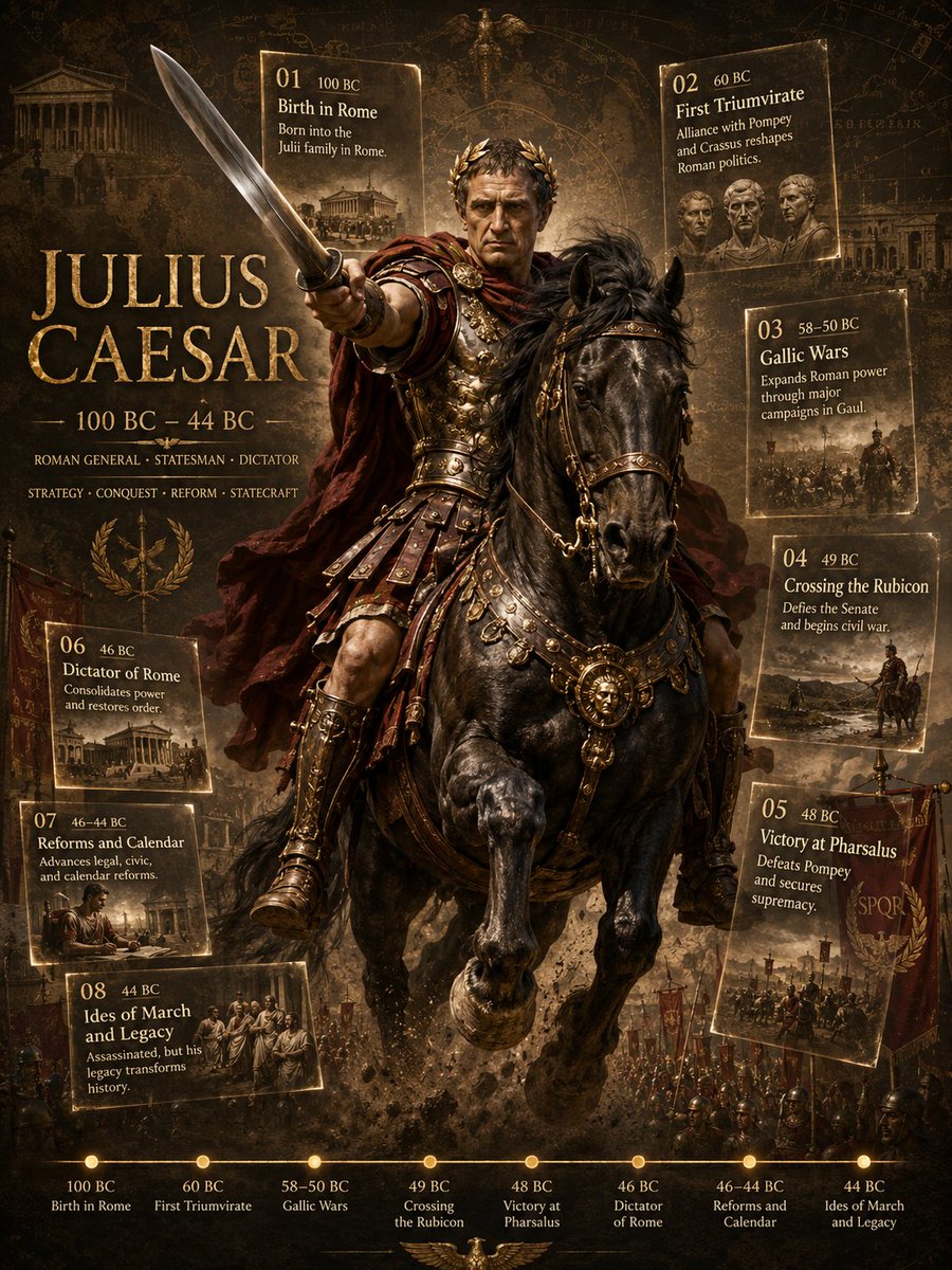 Julius Caesar Epic Timeline Poster - AI image template preview