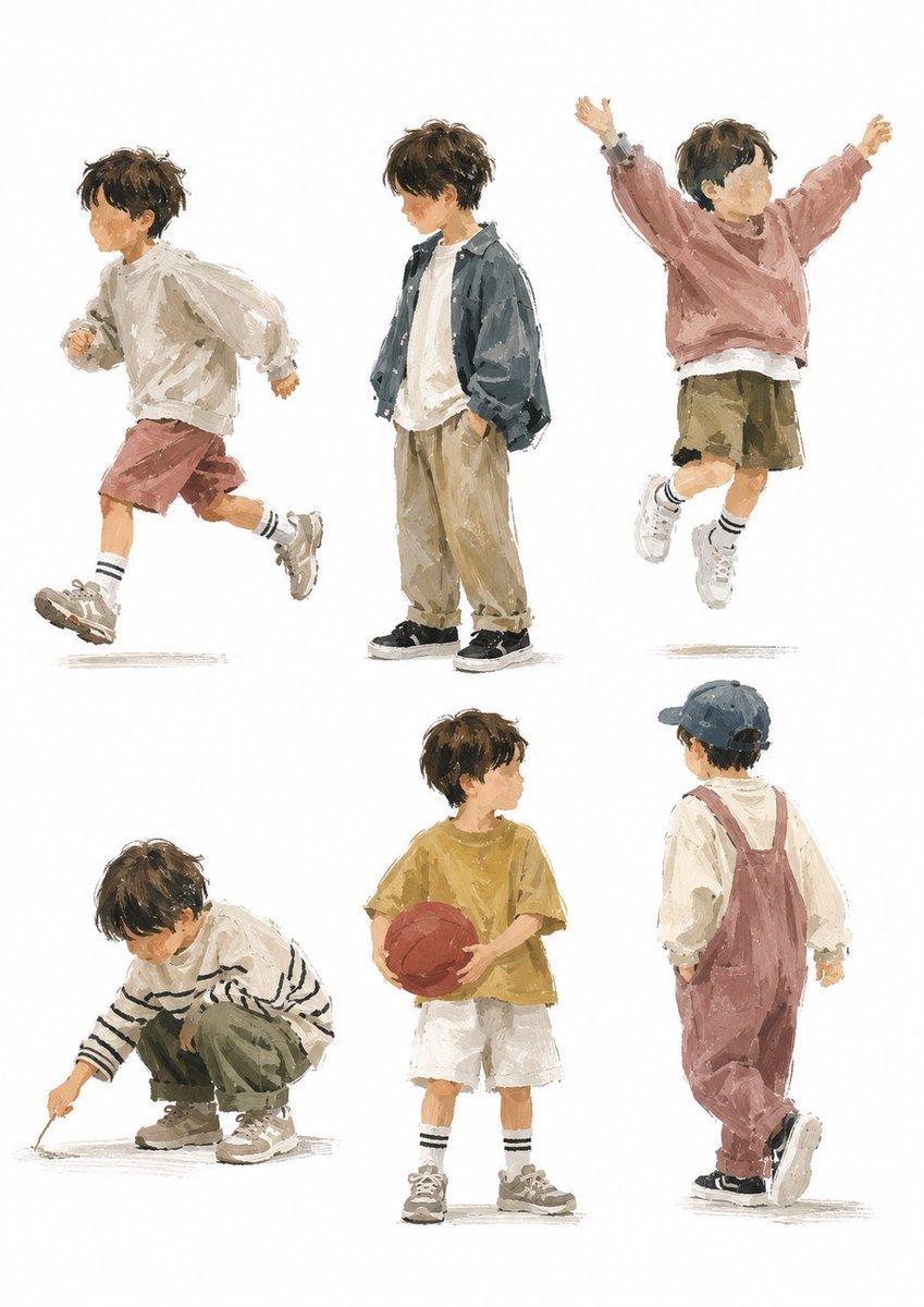 Painterly Boy Fashion Character Sheet - AI image template preview