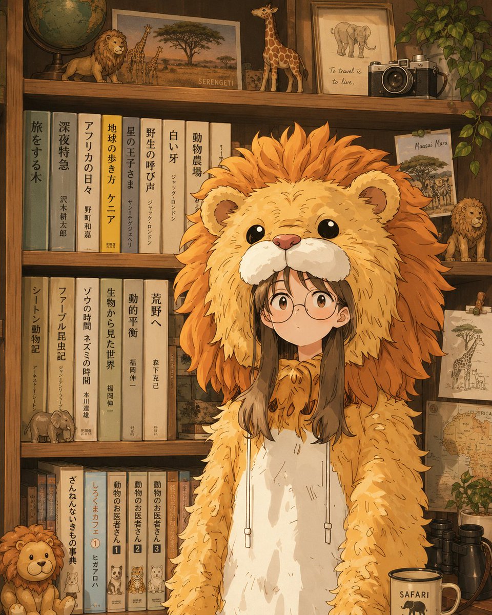 Anime Lion Costume Safari Study - AI image template preview