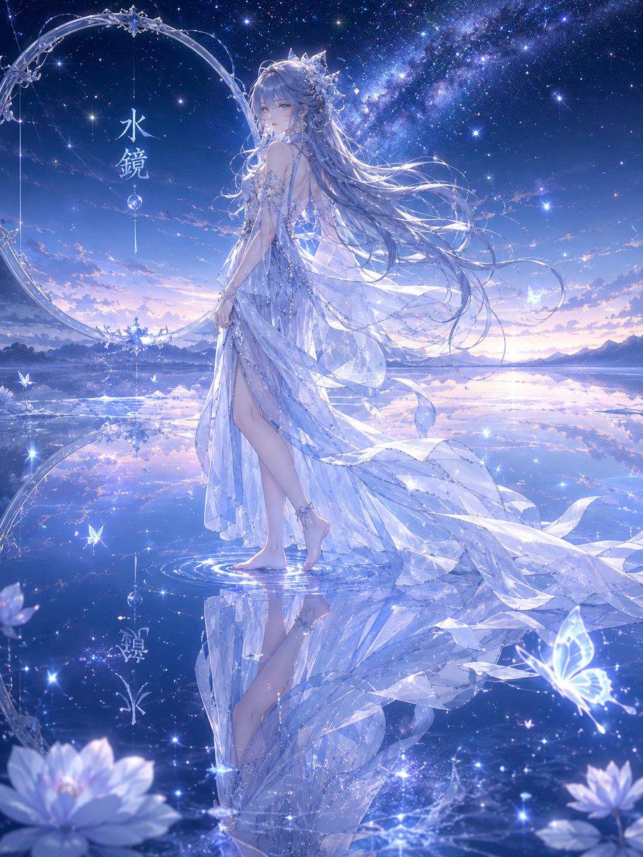 Water Mirror Fantasy Maiden - AI image template preview