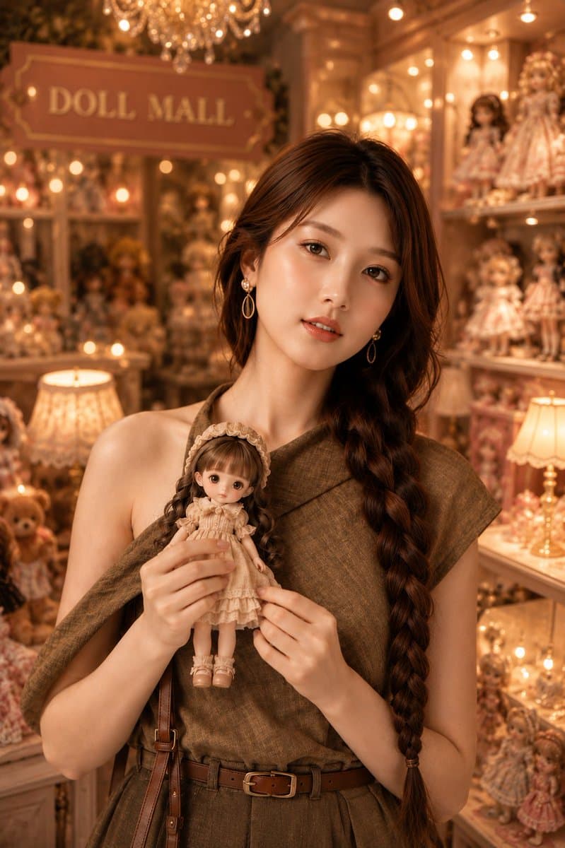 Vintage Doll Mall Portrait - AI image template preview