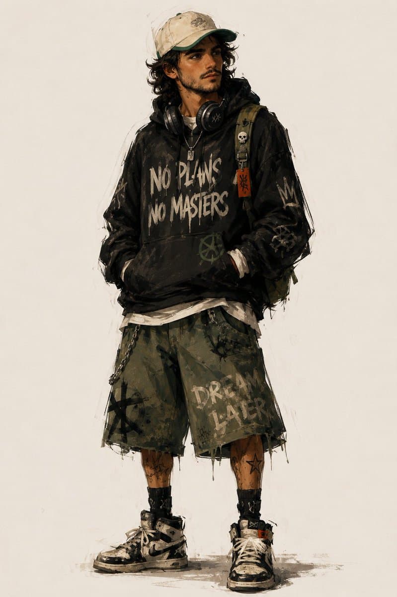 Urban Fashion Character Concept Art - AI image template preview