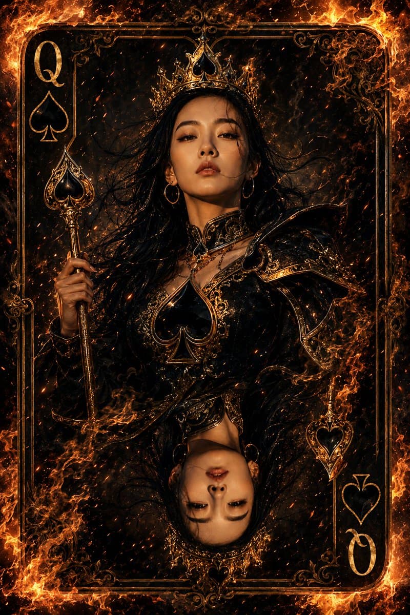 Queen of Spades Fantasy Playing Card - AI image template preview