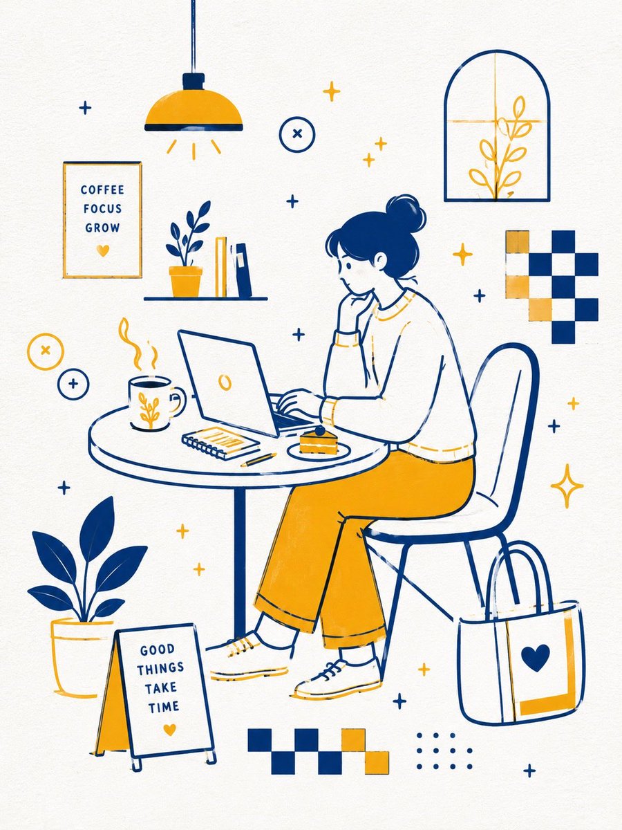 Scandinavian Minimalist Café Illustration - AI image template preview