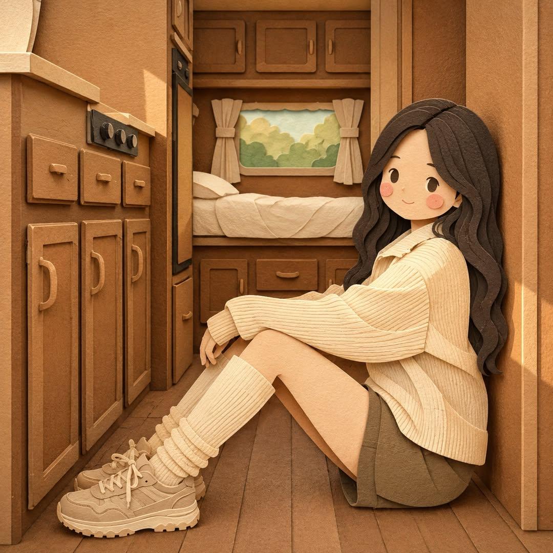 Layered Paper-Cut Diorama Illustration - AI image template preview