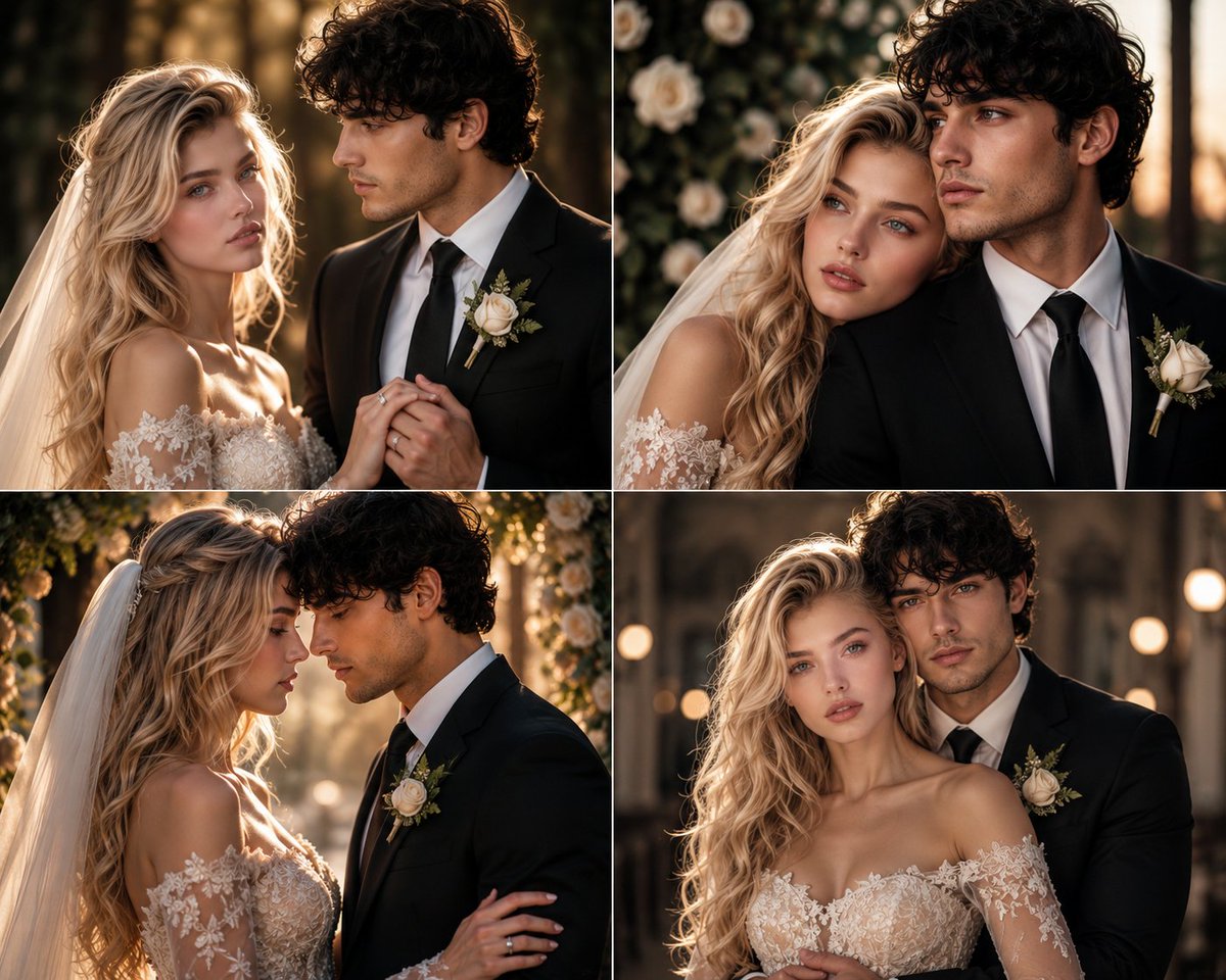 Romantic Wedding Couple Photoshoot - AI image template preview