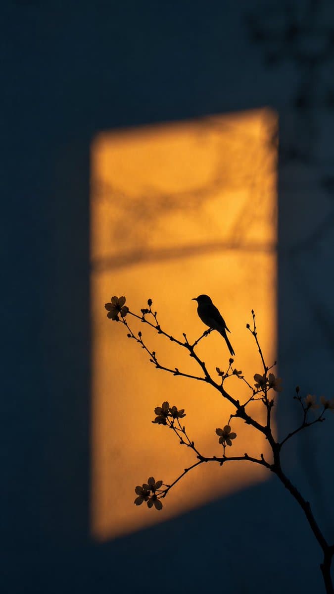 Artistic Silhouette Amber Light Photography - AI image template preview